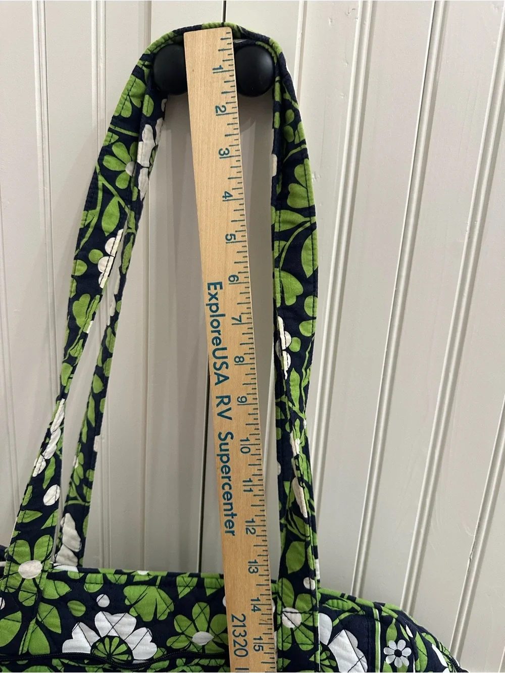 Vera Bradley”Lucky You” Navy, Green & White Quilted Floral Shoulder Diaper Tote
